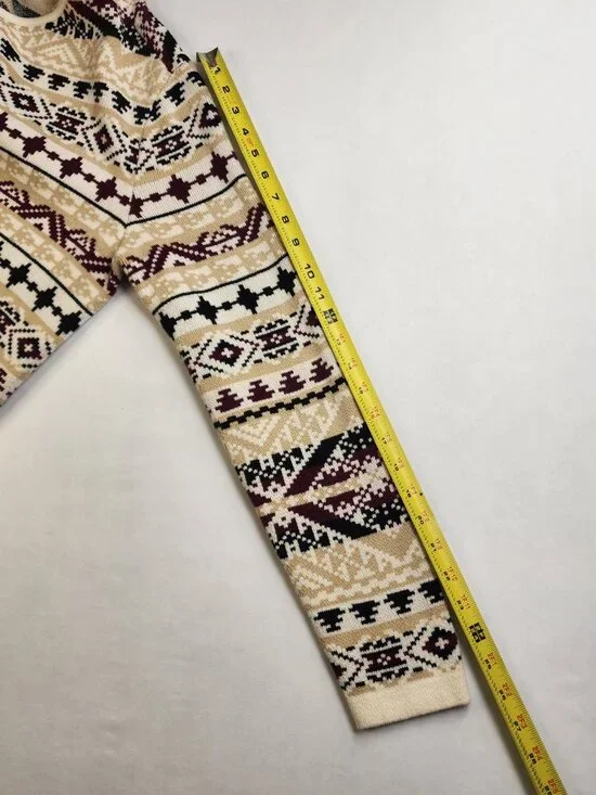 Lucky Brand Aztec Knit Shawl Collar Open Cardigan Sweater Medium M Cotton Blend - Picture 10 of 13
